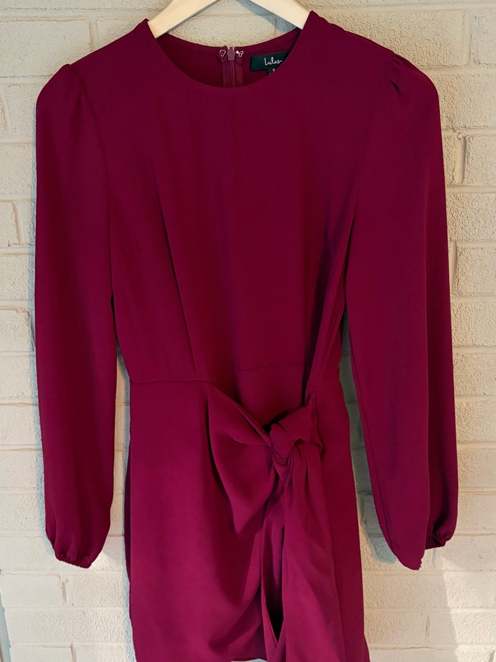 Lulu's Berry Believe It or Knot Long-Sleeve Skater Cocktail Dress